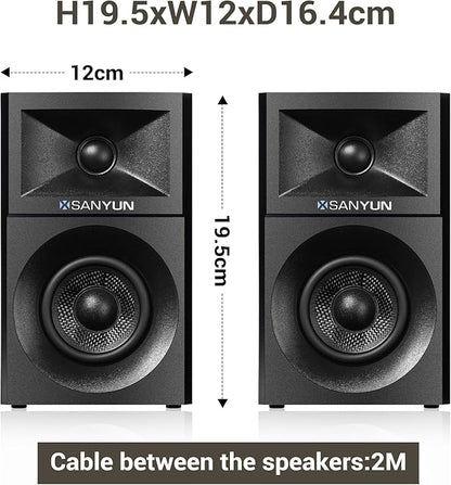SW203 4.0 Computer Speakers - 60W 4-Way DSP Control 3D Immersive Sound - 3" Carbon Fiber Woofer & 20mm Silk Dome Tweeter - 24bit DAC USB/Bluetooth 5.4/AUX - Studio-Grade Audio (Pair, Red)