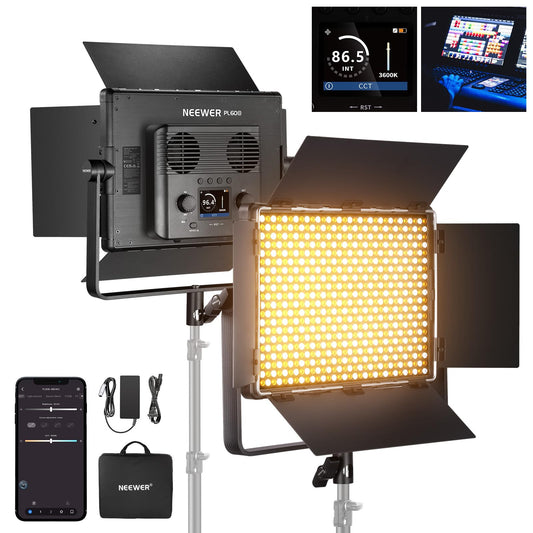 NEEWER 192 LED Video Light Panel, 20W Ultra Thin Bi Color Dimmable DSLR Camera Soft Light, 4000mAh Lithium Battery, 3200K-5600K CRI97+, Key Lighting for Studio Photography Recording Streaming