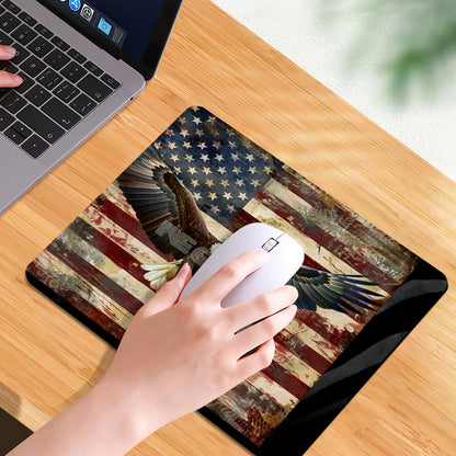 Square Mouse Pad Eagle and National Flag-1,Gaming Mouse Pads for Desk,Soft Computer Waterproof Non-Slip Mouse Mat