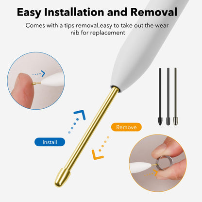 Marker Stylus Tips for Remarkable 2 Pen Tips with Nibs Removal Tool,Metal Replacement Nibs for Remarkable 1/2 Stylus/Marker Plus Pen (4+5+5 PCS-Gold/Sirvel/Black)