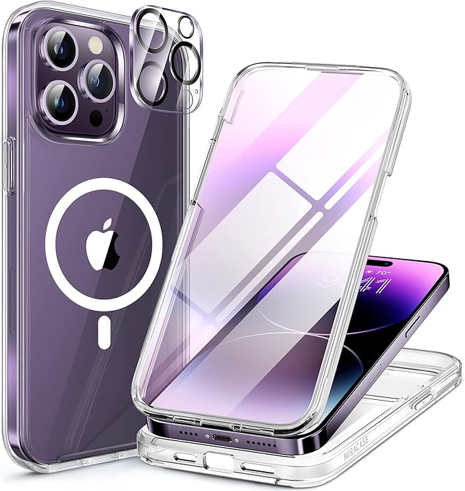 Miracase for iPhone 13 mini Case 5.4",Full-Body Protection,Clear Bumper Case with Built-in 9H Tempered Glass Screen Protector,Military-Grade Drop Protection Outdoor Phone Case for 13 mini,Dark Blue