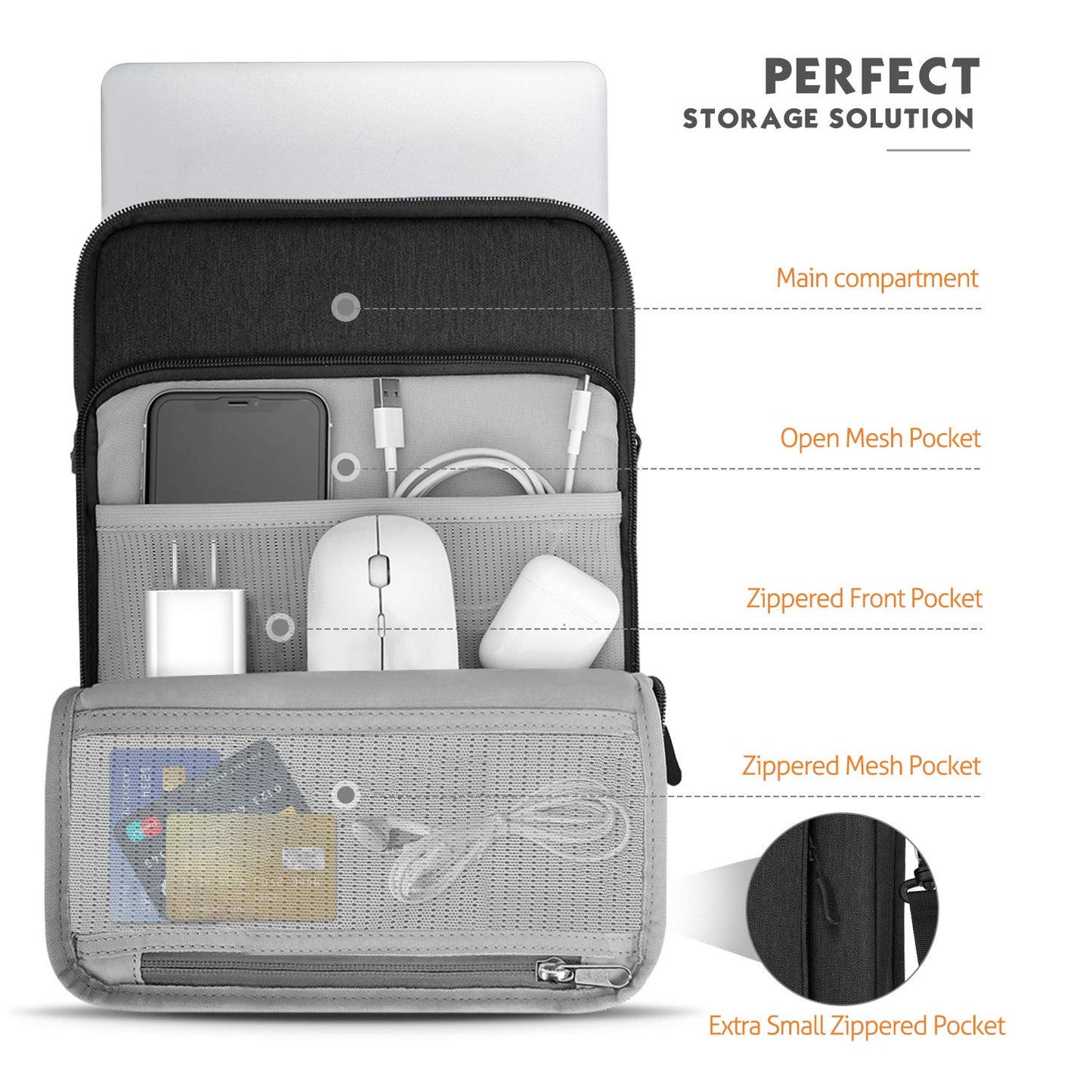 MoKo 13.3-14 Inch Laptop Sleeve Bag Carrying Case with Accessory Pocket