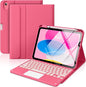 MoKo Touch Keyboard Case for iPad (A16) 11th Generation 11 inch 2025, iPad 10th Generation 10.9 inch Case with Pencil Holder, 7 Colors Backlit Multi-TrackPad Detachable Bluetooth Keyboard, Pink