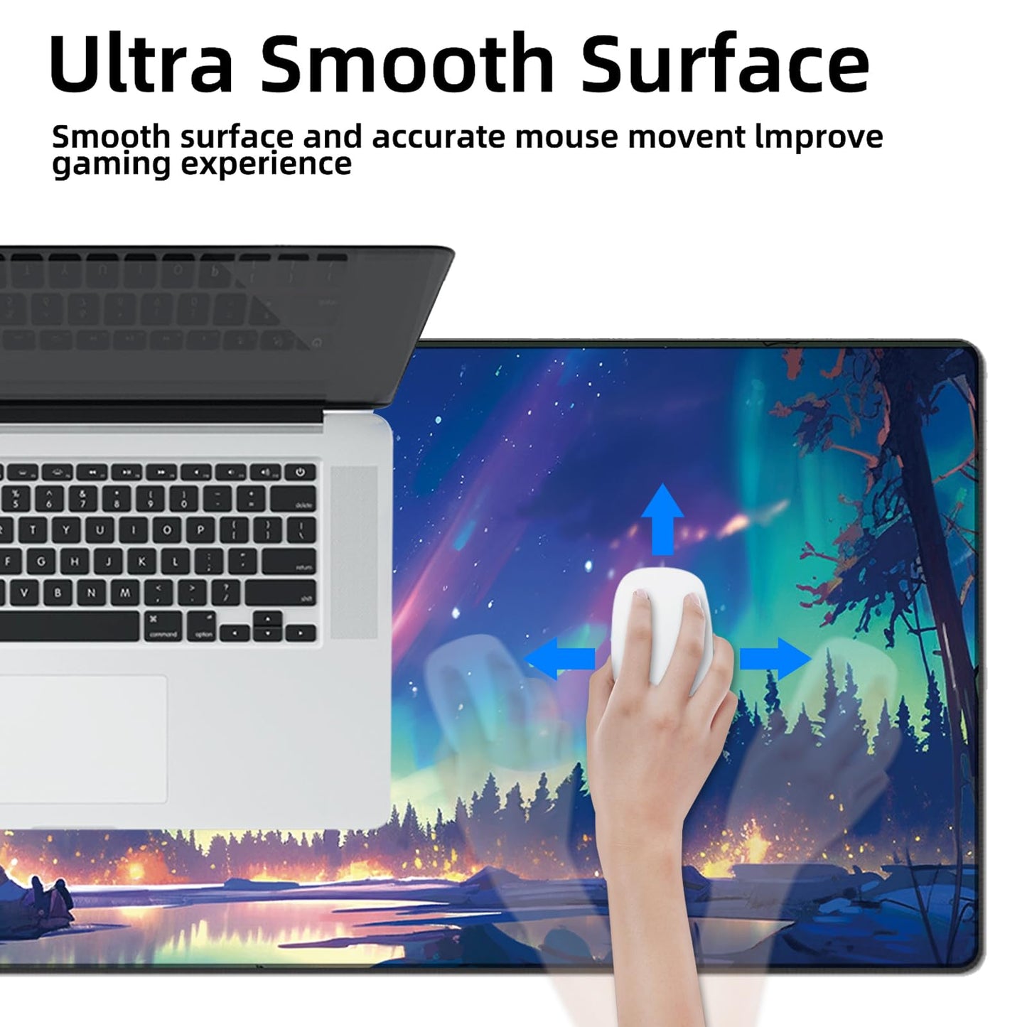 Galdas Mouse Pad for Gaming,Aurora Background Pattern XXL XL Large Mouse Mat Long Extended Mousepad Desk Mat Non-Slip Rubber Mice Pads Stitched Edges Thin (31.5 x 11.8 x 0.12 Inches)
