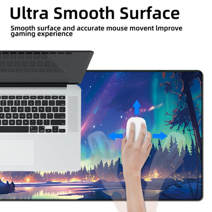 Galdas Mouse Pad for Gaming,Aurora Background Pattern XXL XL Large Mouse Mat Long Extended Mousepad Desk Mat Non-Slip Rubber Mice Pads Stitched Edges Thin (31.5 x 11.8 x 0.12 Inches)