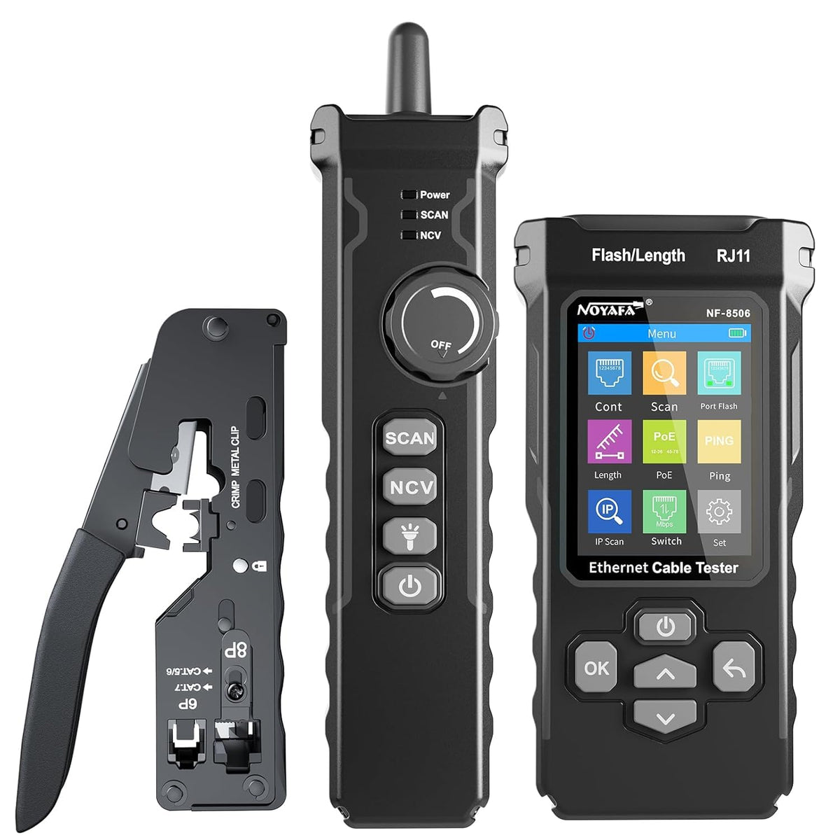 NOYAFA NF-8506 Network Cable Tester with RJ45 Crimp Tool, IP Scan Ping Test