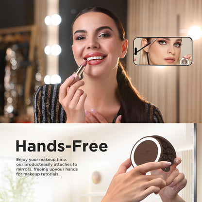HSAOHD Magnetic Suction Cup Phone Mount with MagSafe, Silicone Hands-Free Grip Holder for iPhone Case and Android, Mirror Shower Phone Stand for Makeup FaceTime Gym Kitchen Bathroom, Chocolate