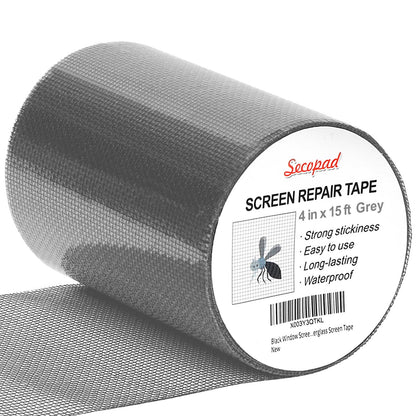 Secopad 4" x 180" (15FT) Screen Repair Tape, Screen Repair Kit, Grey