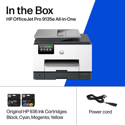 HP OfficeJet Pro 9135e Wireless All-in-One Color Inkjet Printer, Print, scan, Copy, fax, ADF, Duplex Printing Best-for-Office, 3 Month Instant Ink Trial Included, AI-Enabled (404M0A)