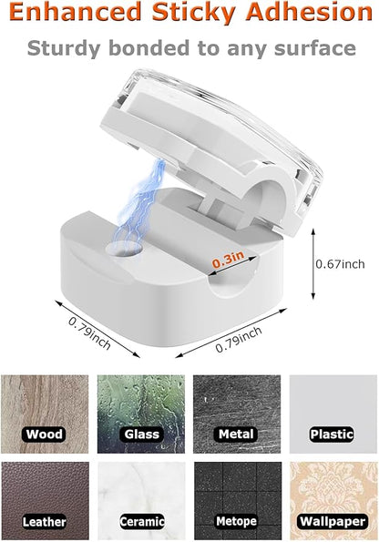Magnetic Cable Clips, Adjustable Cord Holder Management, Adhesive Wire Keeper Organizer for Home Office Desk Phone PC Car Wall Desktop Nightstand Appliance (9-Pack White Crystal)