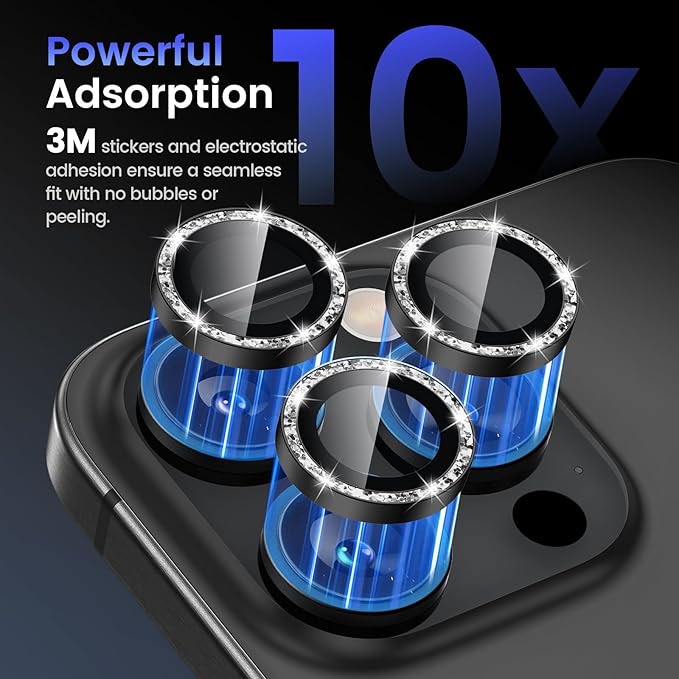 Tensea Camera Lens Protector Compatible for iPhone 16 Pro Max/16 Pro/14 Pro Max/14 Pro, Metal Aluminum Alloy Tempered Glass Cover Camera Screen Protector Accessories, Case Friendly