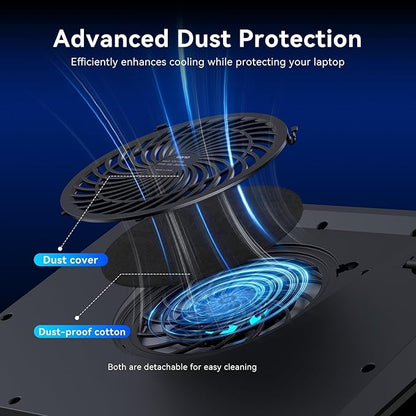 llano Laptop Cooling Pad, Gaming Laptop Cooler with Powerful Turbo Cooling Fan(5.5inch Diameter), Infinitely Variable Speed, Touch Control, 3-Port USB A, for Fast Cooling Laptop 15.6-21in