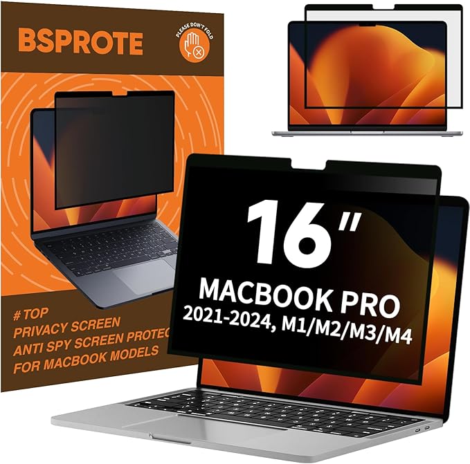 Privacy Screen for MacBook Pro 16 Inch (2021-2024, M1, M2, M3, M4), Removable Anti-Spy Filter for Mac Pro 16.2", Eye Protection HD Anti-Scratch