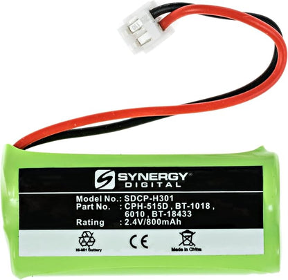 Synergy Digital Cordless Phone Battery, Compatible with AT&T-Lucent BT8001 Cordless Phone, (Ni-MH, 2.4V, 800 mAh), Compatible with Uniden BT-1018, BT-1011, BT-1022, BT8001, BATT-6010, BT18 Battery