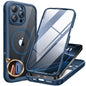 Miracase Magnetic for iPhone 16 Pro Case Full-Body Phone with Built-in Glass Screen Protector, [Compatible with MagSafe] Military Drop Proof 16 Pro Cover Bumper 6.3 inch, Blue