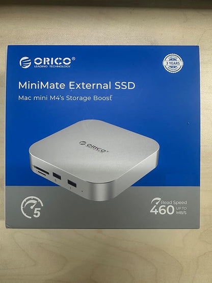 ORICO MiniMate SE Mac mini M4 512GB Storage & Docking Station, External SATA SSD (Non-Removable) 5Gbps(480MB/s), USB A*4, USB-C, SD/TF 3.0, 3.5mm Audio, Includes 2 Cables – M4SE