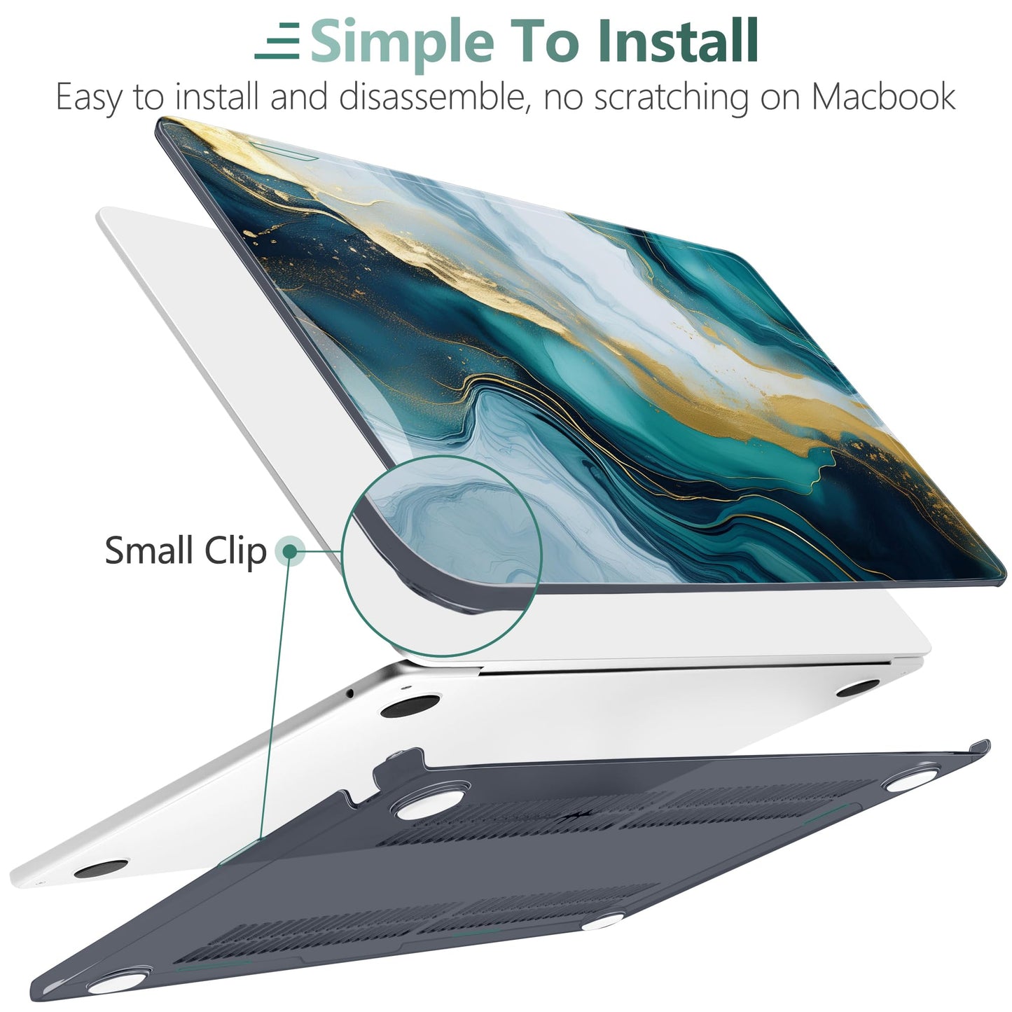 TWOLSKOO for MacBook Air 15 inch Case 2026 2025 2024 2023 Release M5 A3448 M4 A3241 M3 A3114 M2 A2941, Plastic Hard Shell & Screen Protector & Keyboard Cover & Type C Adapter, Graphite Marble