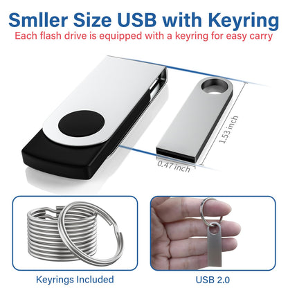 5 Pack 16GB USB Flash Drive with Keychains, Wooolken Sleek Metal USB 2.0 Thumb Drives Memory Stick for PC Laptop Computer