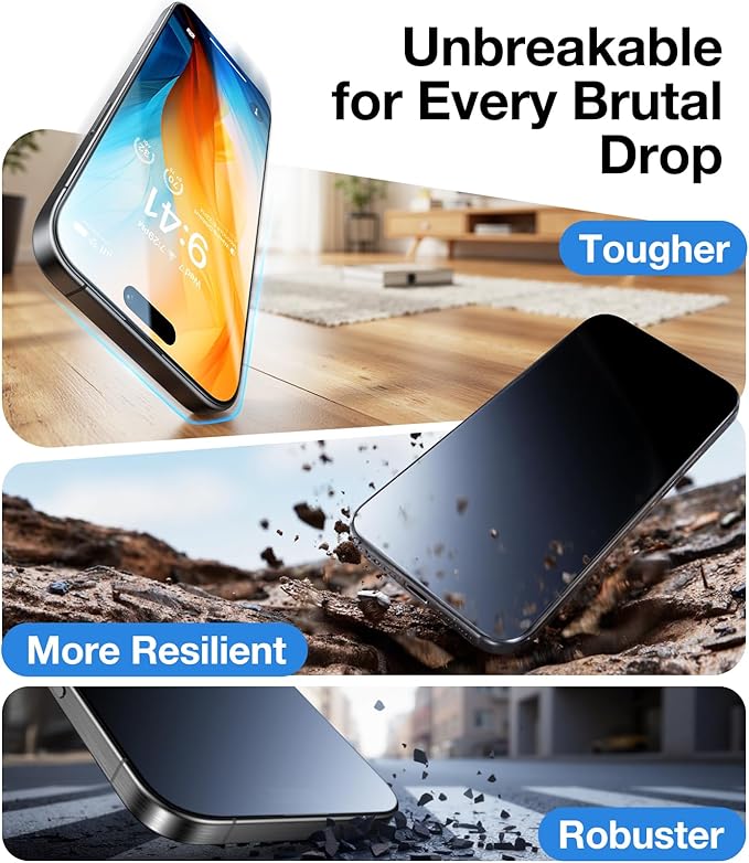 UltraGlass UNBREAK TOP 9H+ Glass for iPhone 16 Pro Max Screen Protector (12FT Military Grade Shatterproof) Screen Protector 16 ProMax Tempered Glass (Longest Durable) Full Edge Coverage, 2 Pack