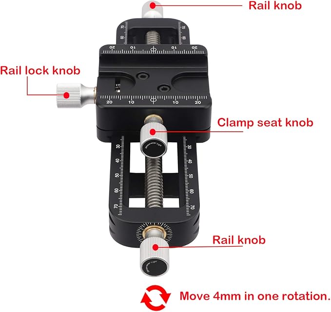 Haoge FM-160 Wormdrive Macro Rail for Macro Photography Track, Focus Stacking Precision Focus Slider/Close-up Shooting Clamp Plate Fine-Tuning Screw Rod