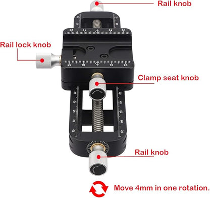 Haoge FM-160 Wormdrive Macro Rail for Macro Photography Track, Focus Stacking Precision Focus Slider/Close-up Shooting Clamp Plate Fine-Tuning Screw Rod