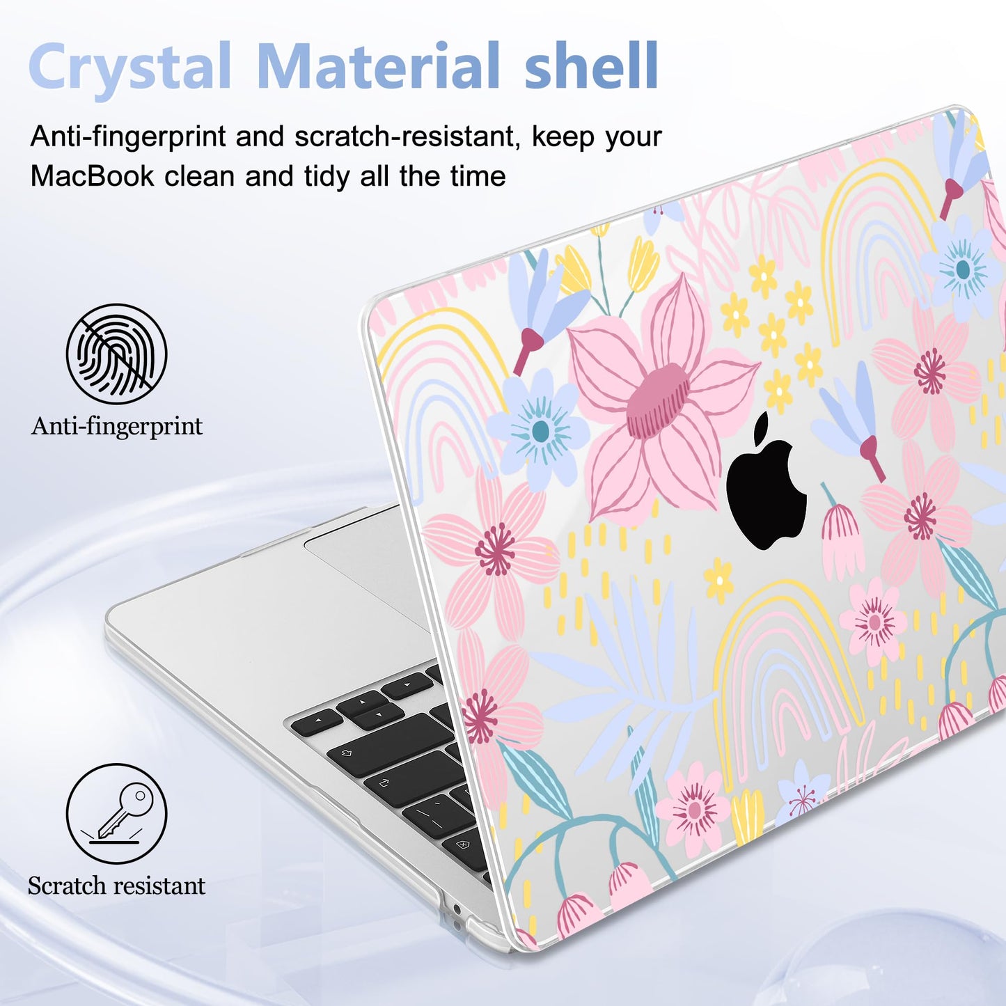 Lepeoac Case for 2026/2025/2024/2023 MacBook Air 15-inch Laptop Release M5 A3448 /M4 A3241 /M3 A3114 /M2 A2941, Stylish Protective Hard Shell Cover for MacBook Air 15.3 inch, Florals