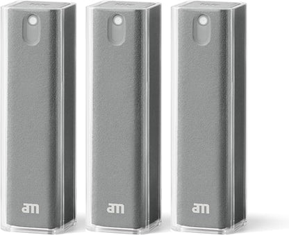 am Screen Cleaner Mist Spray with Microfiber Cloth Around – Alcohol-Free, Streak-Free Screen Cleaning Kit for Smartphones, Tablets, Laptops, Smart TVs & Car Screens, 3 Pack, Gray