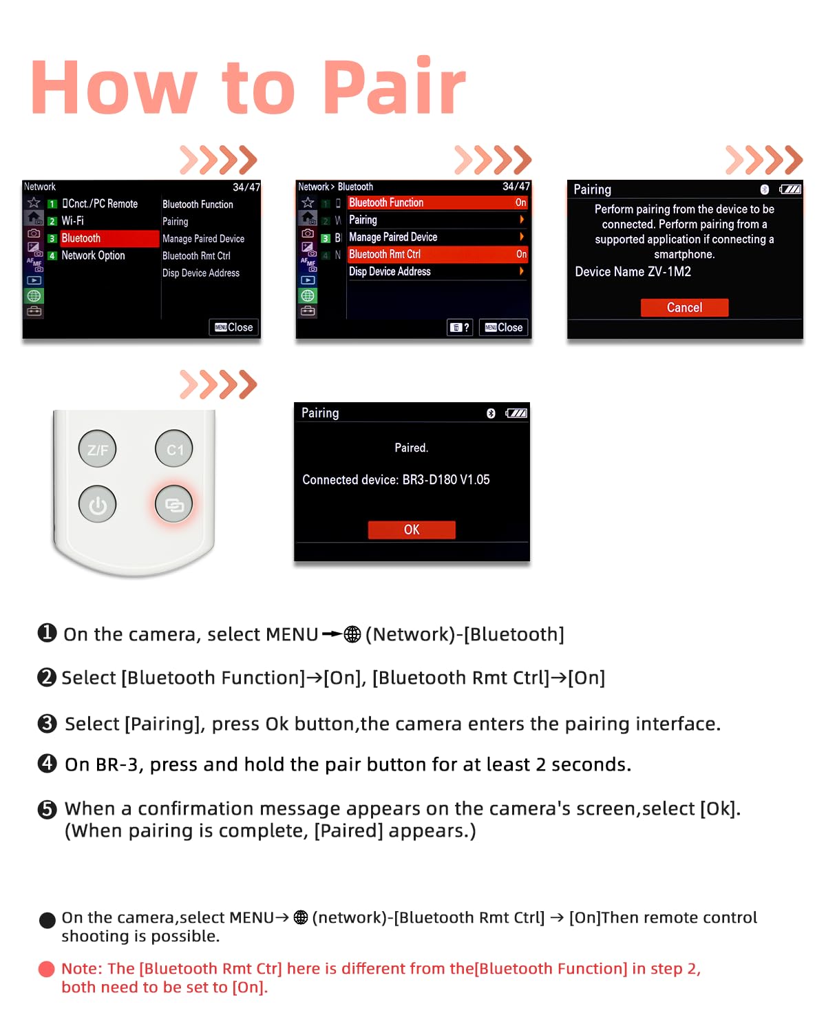 Hanpusen Rechargeable Camera Remote Control for Sony - Wireless Shutter Release with OLED Screen compatiable with ZV-1F,ZV-1II,ZV-1,ZV-E10II,ZV-E10,A6100,A6400,A6600,FX30,FX3;Replace Sony RMT-P1BT