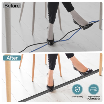 LSGCQ Floor Cord Cover Self Adhesive Cord Hider Floor Cable Management