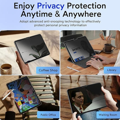 MOBDIK 1 Pack Privacy Screen Protector Compatible with iPad Air 13 inch M3 2025/ M2 2024, Anti Spy, 9H Tempered Glass, EZ Kit