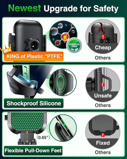 VANMASS 2025 【True Military-Grade】 Phone Holders for Your Car 【65 LBS Strongest Suction & Clip】 Ultimate Cell Phone Mount Dashboard Window Vent for iPhone 16 Pro Max 15 14 13 Samsung Android