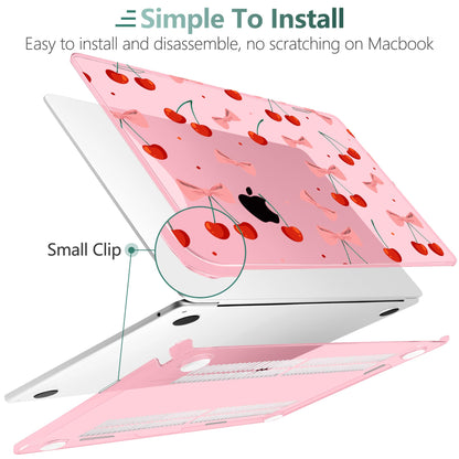 TWOLSKOO for MacBook Air 13 inch Case M5 2026 M4 2025 M3 M2 2024-2022 A3449 A3240 A3113 A2681, Plastic Hard Shell & Keyboard Cover & Type C for MacBook Air 13.6 inch Case, Cute Cherry