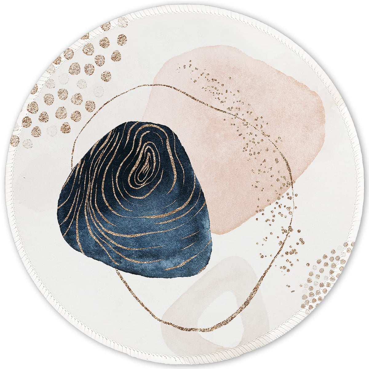 ITNRSIIET Round Mouse Pad with Stitched Edge Premium-Textured Waterproof Non-Slip Rubber Base Desktop Protection Mat Diameter 8.7 inches, Rose Gold Marbling