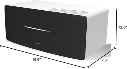 Edifier D12 Integrated Desktop Computer Speakers with Bluetooth 5.0, Wireless Stereo Tabletop Speaker 70 Watts RMS with Subwoofer Line Out, RCA, Aux Input for PC Monitor Laptop (White)