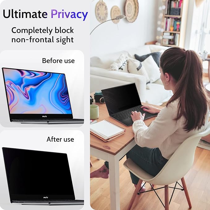 17 Inch Laptop Privacy Screen Compatible With Lenovo Hp Dell Acer Asus Thinkpad Xps, 16:10 Aspect Removable Anti Glare Blue Light Filter Protector, 17inch Computer Monitor Security Shield