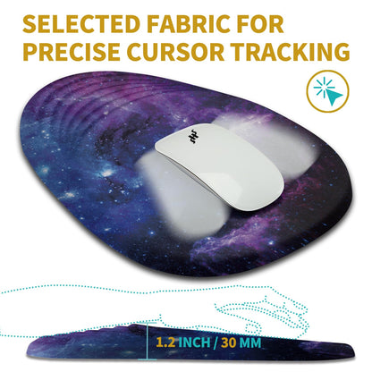 Hokafenle Ergonomic Mouse Pad Wrist Support with Stepped-Wedge Design, Wrist Rest Pain Relief Mousepad Filled with Memory Foam, Carpal Tunnel Mousepad for Wireless Mouse(12x8 inch, Galaxy)