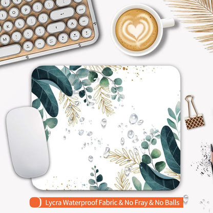 Armanza Square Mouse Pad Green Leaves, Personalized Premium-Textured Custom Mouse Mat Design, Washable Mousepad Cloth, Non-Slip Rubber Base Computer Mouse Pads for Wireless Mouse