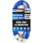 25 ft - 12 Gauge Heavy Duty Extension Cord - Lighted on Both Ends - SJTW Blue - Outdoor Extension_Cord Waterproof 25 ft by Premier Wire - 15 Amp ExtensionCord (25 Foot 12-Awg Power Cord Blue)