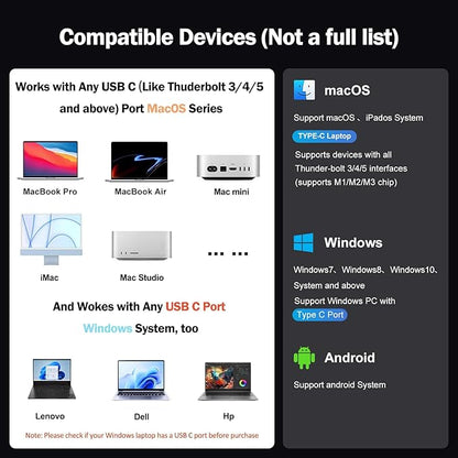 Mac Docking Station Dual Monitor 2 HDMI for MacOS and Windows Laptop Implement MST, Compatible MacBook Pro/Air M1/M2/M3/M4 Chips, Dual 4K Display for All USB C Computers