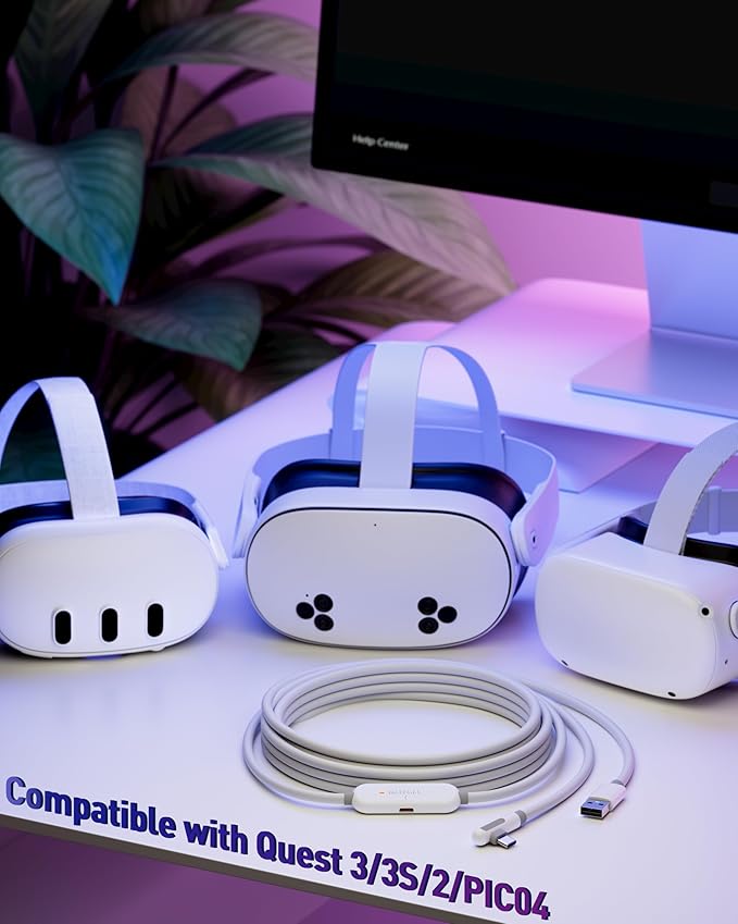 Maxonar VR Charging Link Cable 20FT (Next-Gen Chip) Compatible with Meta Quest 3S/Quest 3/Oculus Quest 2/Pico 4 Accessories and PC/SteamVR, Awesome Gift-5Gbps USB 3.0 to USB C Cable-White