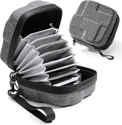 K&F Concept 10 in 1 Lens Filter Case, Hard Shell Camera Filter Pouch Up to 82mm with Hand Strap, Waterproof Camera Lens Filter Storage Wallet for ND UV CPL Filter Pouch