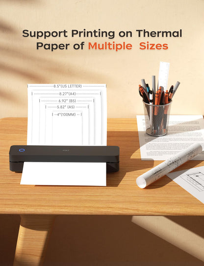 PRT MT610 Portable A4 Thermal Printer, Inkless Bluetooth Printer for Phone