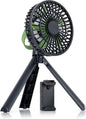 Treva 5 Inch Tripod Fan with Built-In Light and Attachable Phone Mount, Rechargeable 3-Speed Mini Fan with Handle for Travel, Camping, Outdoors