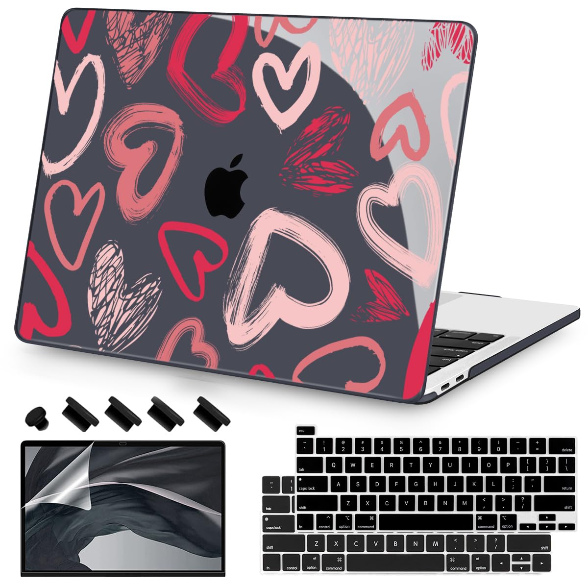 Teryeefi for MacBook Pro 13 inch Case 2025 2024 2022 2021 2019 2018 2017 2016 Release fits Model A2338 M2 M1/A2289/A2251/A2159/A1989/A1706, Design Hard Shell with Keyboard Cover Dust Plug, Heart A002