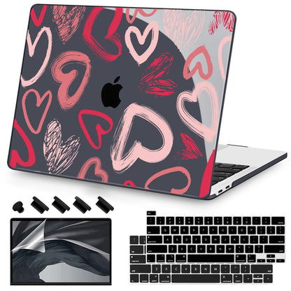 Teryeefi for MacBook Pro 13 inch Case 2025 2024 2022 2021 2019 2018 2017 2016 Release fits Model A2338 M2 M1/A2289/A2251/A2159/A1989/A1706, Design Hard Shell with Keyboard Cover Dust Plug, Heart A002
