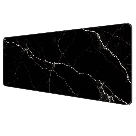 Dynippy Thin Extended Gaming Mouse Pad （31.5 * 11.8 * 0.08 inch） with Stitched Edges Large Mousepad Long XXL Keyboard and Mouse pad Desk Mat for Gaming Office & Home - Black White Marble