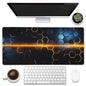 Eflxamz Large Gaming Mouse Pad, Koi Fish Ink Painting Desk Mat, Golden Line Lotus Desk Pad, Extended Big Computer Keyboard Mouse Pad with Non-Slip Base and Stitched Edge, 31.5"x11.8"