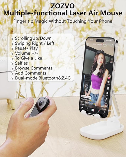 Rechargeable Air Mouse for PC/iOS/Android with Touchpad Wireless PPT Presenter with Bluetooth 2.4G, Works with PowerPoint/Keynote/TikTok/Camera/Kindle App (Black)