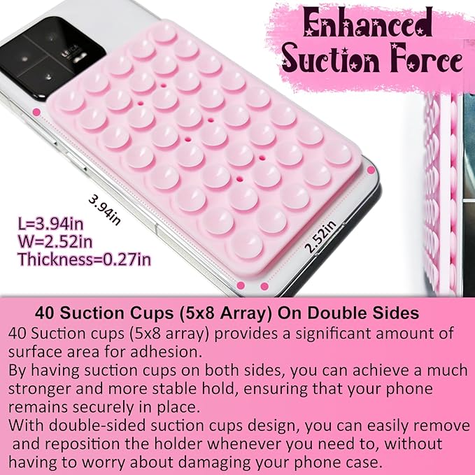 2 Pack Silicone Suction Cup Phone Case Mount Double Sided, Hands-Free Strong Grip Silicon Phone Holder, Non Slip Phone Accessories for Selfies and Videos (Lake Blue)
