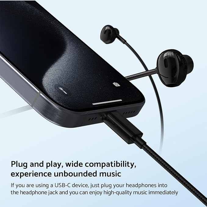 USB C Headphone with Microphone 3 Pack, Type C Wired Earbuds with Noise Isolating, in-Ear USB-C Earbuds Earphones Compatible with iPhone 15, iPhone 16, iPad